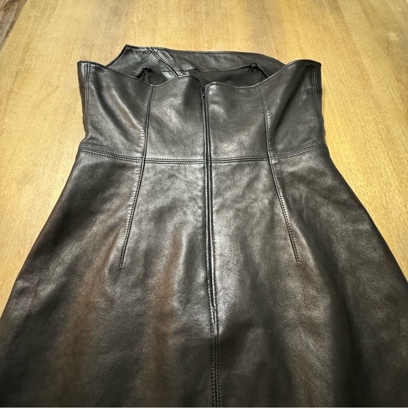 ET OCHS Black Calf Leather Strapless Mini Dress Size 10 $1695 retail - Picture 14 of 15